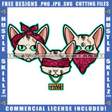 White Cute Cat Head Wearing Mask Design Element Cute Cat Color Head Gangster Cat Squad SVG JPG PNG Vector Clipart Cricut Cutting Files