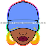 African American Melanin Woman Baseball Cap Hat Sport Outwear Hoop Earrings Short Hairstyle Grind SVG PNG JPG Vector Cutting Cricut Files