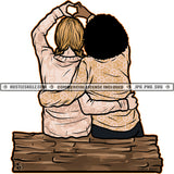 Best Friends Besties Two Ladies Heart Shape Afro Blonde Braids Hugs Love Skillz JPG PNG  Clipart Cricut Silhouette Cut Cutting