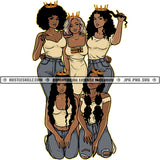 Five Black Queens Jeans Ripped Jeans Crowns Friends Dress Kneeling Posing  Skillz JPG PNG  Clipart Cricut Silhouette Cut Cutting