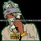 African Melanin Woman Money Hat Showing Off Bragging Hustler Grind Gangster Dope Diva Vector Design Element SVG PNG JPG Vector Cut Cutting
