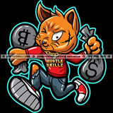 Gangster Scarface Cat Holding Money Stocks Running Design Element Investor Grind Hustling SVG PNG JPG Vector Cutting Cricut