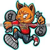 Gangster Scarface Cat Holding Money Stocks Running Design Element Investor Grind Hustling SVG PNG JPG Vector Cutting Cricut