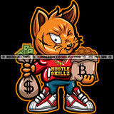 Gangster Scarface Cat Holding Money Bag Vector Design Element Gangster Cat Standing SVG JPG PNG Vector Clipart Cricut Cutting Files
