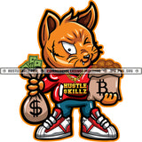 Gangster Scarface Cat Holding Money Bag Vector Design Element Gangster Cat Standing SVG JPG PNG Vector Clipart Cricut Cutting Files