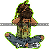 African American Man Setting Position Locs Dreads Hair Man Design Element Melanin Man Hand On Head SVG JPG PNG Vector Clipart Cricut Cutting Files