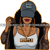 African American Woman Wearing Sexy Cloth And Cap Curly Hairstyle No Eyes Design Element Melanin Woman Smile Face SVG JPG PNG Vector Clipart Cricut Cutting Files