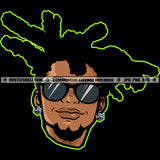 Young Gangster Man Wearing Sunglass Locs Dreads Hair Melanin Man Smile Face Vector Design Element SVG JPG PNG Vector Clipart Cricut Cutting Files