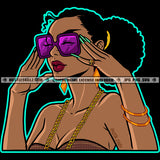 Melanin Woman Ghetto Street Girl Long Nails Melanin Woman Wearing Sunglass Holding Vector Design Element SVG JPG PNG Vector Clipart Cricut Cutting Files
