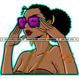 Melanin Woman Ghetto Street Girl Long Nails Melanin Woman Wearing Sunglass Holding Vector Design Element SVG JPG PNG Vector Clipart Cricut Cutting Files
