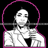 Afro Hair African Woman Face Hoop Earrings Curly Hairstyle Smile Face Vector Design Element SVG JPG PNG Vector Clipart Cricut Cutting Files