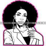 Afro Hair African Woman Face Hoop Earrings Curly Hairstyle Smile Face Vector Design Element SVG JPG PNG Vector Clipart Cricut Cutting Files