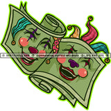 Mardi Gras Comedy And Tragedy Masks Design Clown Face On Money Roll Smile Joker Face Vector Design Element SVG JPG PNG Vector Clipart Cricut Cutting Files