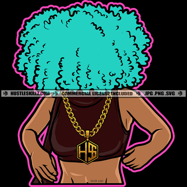 Afro Woman Faceless Hairstyle Logo Design Element Nubian Melanin Black Girl Magic Vector Design Element SVG JPG PNG Vector Clipart Cricut