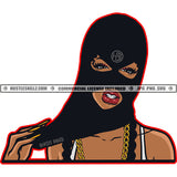 African Beautiful Afro Woman Wearing Ski Mask Dollar Sign Braided Hairstyle Vector Design Element SVG JPG PNG Vector Clipart Cricut Files