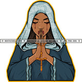 African American Woman Hard Praying Hand Holding Cross Design Element Melanin Woman Crying Blood Dripping SVG JPG PNG Vector Clipart Cricut Cutting Files