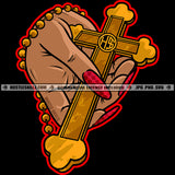 Woman Hand Holding Cross Long Nail Vector Design Element Cross And A Rosary On Hand SVG JPG PNG Vector Clipart Cricut Cutting Files