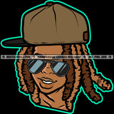 Gangster Man Locs Dreads Hair Wearing Sunglass And Cap Smile Face African Man Face Vector Design Element SVG JPG PNG Vector Clipart Cricut Cutting Files