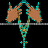 Praying Woman Hands Jesus Christ Cross God Long Nail Woman Hand Holding Cross Rosary Vector Design Element SVG JPG PNG Vector Clipart Cricut Cutting Files