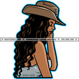 Afro Woman Cowgirl Wearing Hat Cowboy Cute Face Woman Western Ranch Nubian Melanin Black Girl Magic SVG JPG PNG Vector Clipart Cricut Cutting Files
