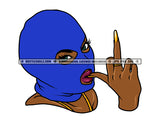 African Gangster Woman Gun Hand Sign Melanin Woman Wearing Blue Ski Mask Sexy Pose Vector Design Element SVG JPG PNG Vector Clipart Cricut Cutting Files