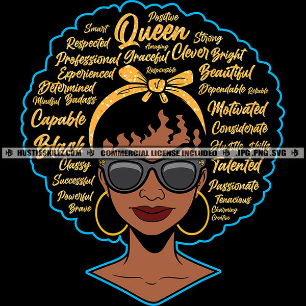 Afro Woman Life Quotes Queen Gorgeous African American Melanin Woman Wearing Sunglass Popping Black Girl Magic Afro JPG PNG Clipart Cricut Files