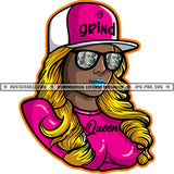 Melanin Woman Humble But Hungry Money Glasses Wearing Cap Blonde Hair Grind Design Element Golden Color Woman Hair Style SVG JPG PNG Vector Clipart Cricut Cutting Files