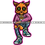 Gangster Scarface Cat Sitting Design Element Eye Dollar Sign Vector Cat Smile Face Gangster Cat Hand Holding SVG JPG PNG Vector Clipart Cricut Cutting Files