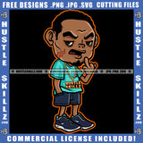 African American Scarface Man Standing Design Element Hustler Hustling SVG JPG PNG Vector Clipart Cricut Cutting Files