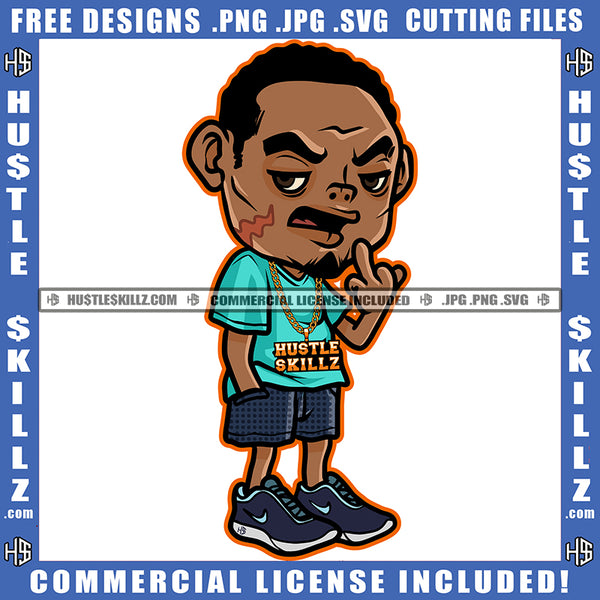 African American Scarface Man Standing Design Element Hustler Hustling SVG JPG PNG Vector Clipart Cricut Cutting Files