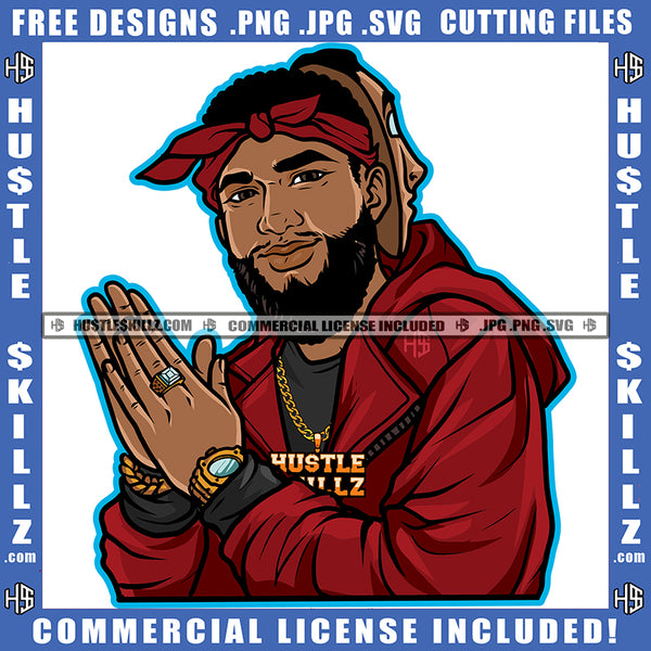 African American Gangster Man Stream Joyner Design Element Melanin Woman Wearing Ring And Gold Branchlet  Hustler Hustling SVG JPG PNG Vector Clipart Cricut Cutting Files