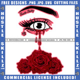 African American Woman Eyes Dropping Blood On Floor Logo Design Element Blood Rose Hustler Hustling SVG JPG PNG Vector Clipart Cricut Cutting Files