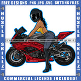 African American Sexy Woman On Bike Design Element Melanin Lady Bike Rider Hustler Hustling SVG JPG PNG Vector Clipart Cricut Cutting Files