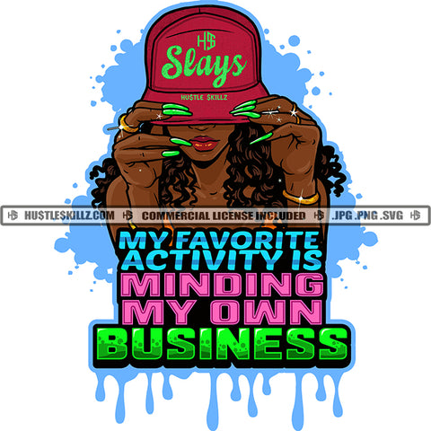 African American Woman Wearing Cap Melanin Nubian Girl Black Girl Long Nail Design Element Magic Ski Mask Gangster SVG JPG PNG Vector Clipart Cricut Cutting Files