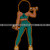 If It Doesn't Challenge You It Doesn't Change You Color Quote African American Fitness Woman Holding Dumbbell Bodybuilder Gym Girl SVG JPG PNG Vector Clipart Cricut Cutting Files