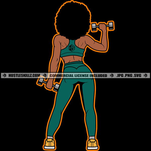 If It Doesn't Challenge You It Doesn't Change You Color Quote African American Fitness Woman Holding Dumbbell Bodybuilder Gym Girl SVG JPG PNG Vector Clipart Cricut Cutting Files