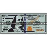 Hundred Dollar Design Laser Cut Files Wall Sticker Engraving Decal Silhouette Template Black And White Background Design Element Cash Note Bank Cash SVG JPG PNG Vector Clipart Cricut Cutting Files