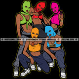 Gangster Girls Wearing Ski Mask Best Buddies Friends Squad Melanin Sisters Vector Design Element Hustler Hustling SVG JPG PNG Vector Clipart Cricut Cutting Files