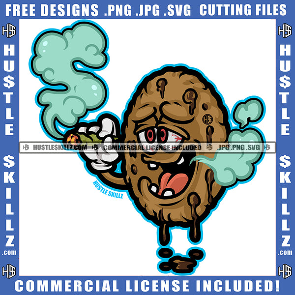 Cookies Smoking Blunt Vector Red Eye Cookie Marijuana Cannabis High Life Blunt Smoke Pot Stoned SVG JPG PNG Vector Clipart Cricut Cutting Files