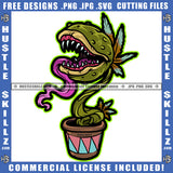 Carnivorous Plant Marijuana Leaves Vector Cannabis High Life Venus Flytrap Plant Pot Digital Design Silhouette SVG JPG PNG Vector Clipart Cricut Cutting Files