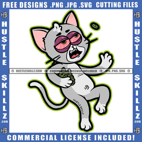 Funny Cat Feeling Too High Weed Vector Marijuana Cannabis High Life 420 Blunt Smoking Pot Stoned SVG JPG PNG Vector Clipart Cricut Cutting Files