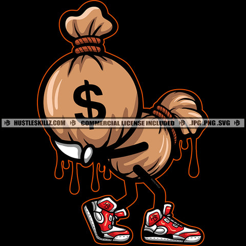 Money Bag To Carry Money Bag Color Dripping Black Color Background Vector Design Element SVG JPG PNG Vector Clipart Cricut Cutting Files