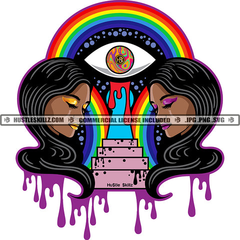 African American Woman Devil Eyes Melanin Nubian Girl Black Hair Design Element Magic Ski Mask Gangster SVG JPG PNG Vector Clipart Cricut Cutting Files