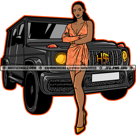 African American Rich Girls Standing On Cars Melanin Nubian Girl Black Girl Magic Ski Mask Gangster SVG JPG PNG Vector Clipart Cricut Cutting Files