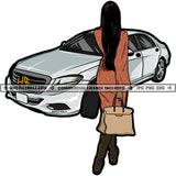 African American Rich Girls Standing Holding Bag Design Element Melanin Nubian Girl Black Hair Magic Ski Gangster SVG JPG PNG Vector Clipart Cricut Cutting Files