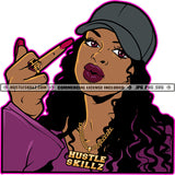 African American Woman Wearing Cap Melanin Nubian Girl Middle Finger Hand Sign Design Element Black Girl Magic Ski Mask Gangster SVG JPG PNG Vector Clipart Cricut Cutting Files