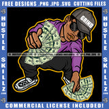 African American Man Holding Money Melanin Nubian Man Wearing Sunglass And Cap Design Element Magic Ski Mask Gangster SVG JPG PNG Vector Clipart Cricut Cutting Files