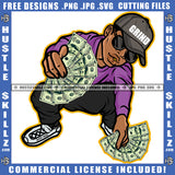 African American Man Holding Money Melanin Nubian Man Wearing Sunglass And Cap Design Element Magic Ski Mask Gangster SVG JPG PNG Vector Clipart Cricut Cutting Files