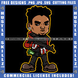 African American Gangster Man Standing Melanin Nubian Man Holding Gun Locs Dreads Hair Magic Ski Mask Gangster SVG JPG PNG Vector Clipart Cricut Cutting Files