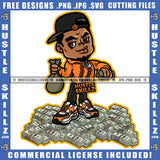 African American Gangster Man Holding Money Bag Melanin Nubian Man Wearing Cap Magic Ski Gangster SVG JPG PNG Vector Clipart Cricut Cutting Files